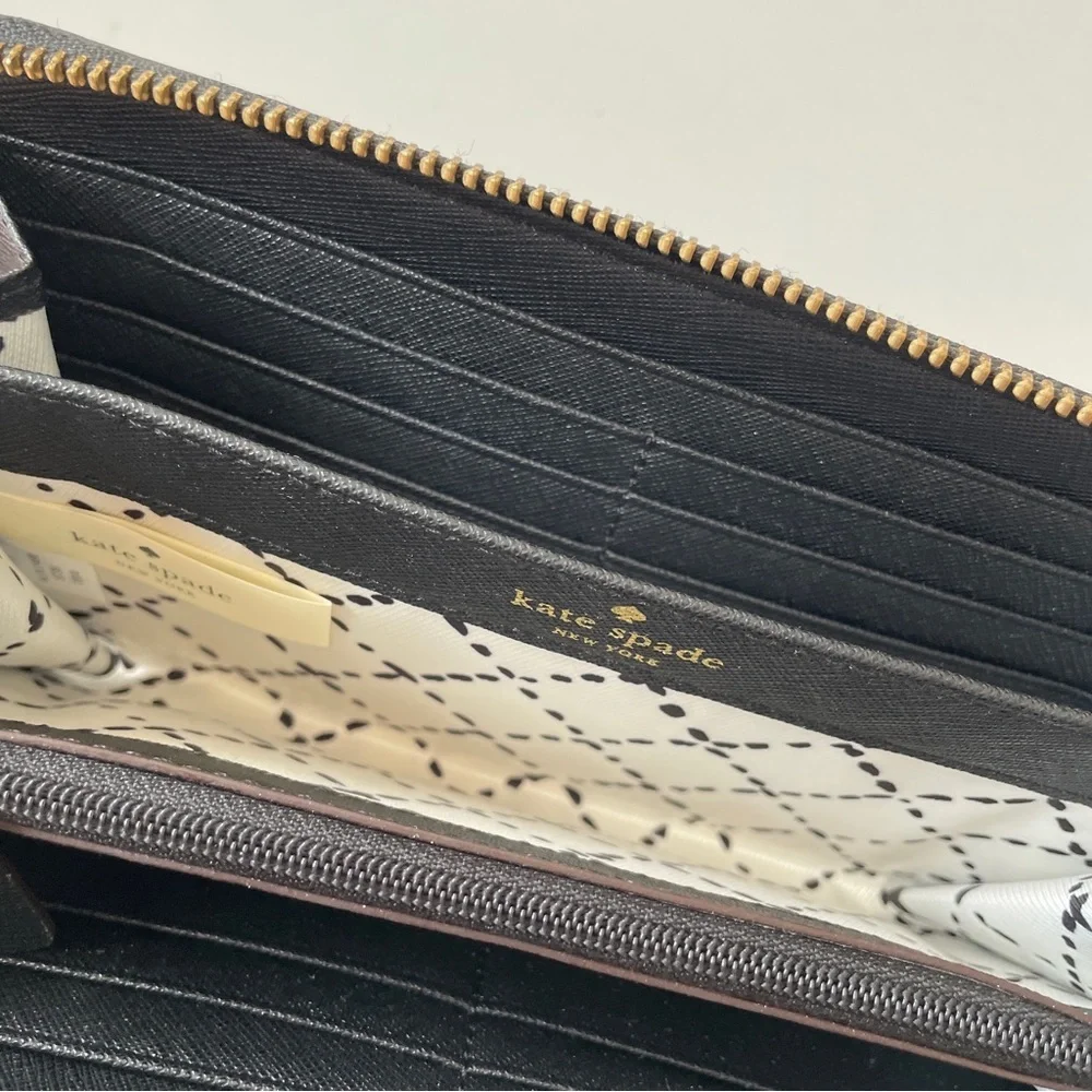 Kate Spade New York Laurel Way Neda Saffiano Leather Zip Around Black Wallet